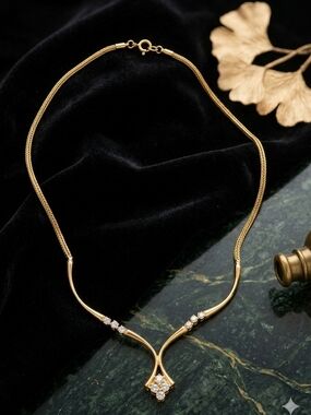 Gold Crystal Accent Women’s Necklace